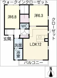 ヴィラージュ桜C【2階】の間取り