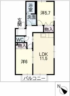 サニーコートB棟【2階】の間取り