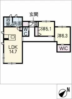 ラ・キャシェット北村【1階】の間取り