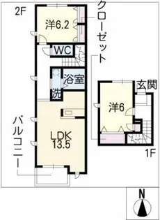 ルミエール鳥羽見【2階】の間取り