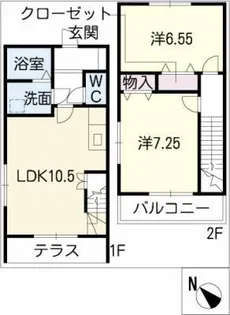ウエストサイドコート B【2階】の間取り