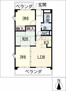 シャンポールKitou【3階】の間取り