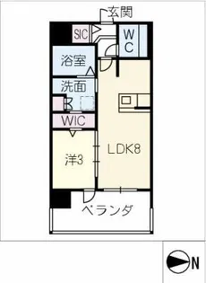 サンパーク上前津 Ⅱ【9階】の間取り