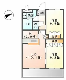 ピアコートK.S.R【203号室】の間取り