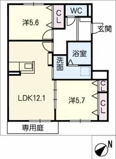 ドエルアメニティー【1階】の間取り