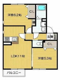 メル・ベイユ B【2階】の間取り