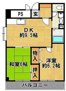 グリーンコート三輪【4階】の間取り