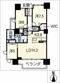 プラウド植田【8階】の間取り