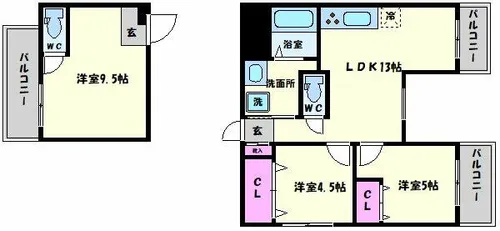 グレース肥後橋【6階】の間取り