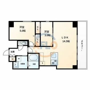 2LDKの間取り画像