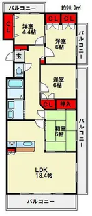 シャトレ大手町 N棟【3階】の間取り