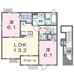 フローラ長浜【201号室】の間取り