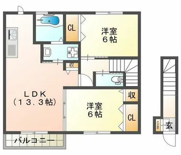 セジュール加佐A棟【2階】の間取り