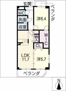 ベルヴィレッジ赤坪【3階】の間取り