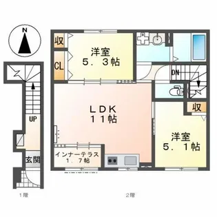モケ テラス【2階】の間取り