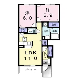 ソル・レヴェンテ ウーノ【102号室】の間取り