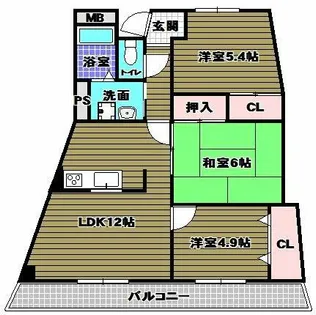 エスポアール岩根【5階】の間取り