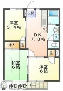 サンメゾンB棟【202号室】の間取り