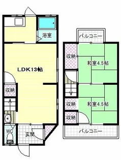 大阪府羽曳野市伊賀6丁目【テラスハウス】の間取り