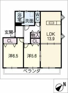 プレイン横山 B【2階】の間取り