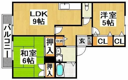 リヴェール北野田【1階】の間取り