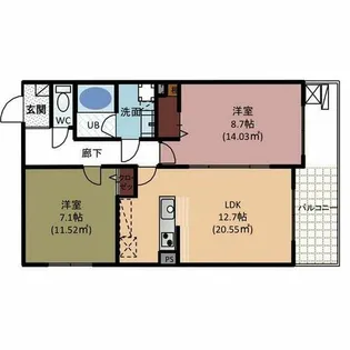 プレミアコート星ヶ丘【3階】の間取り