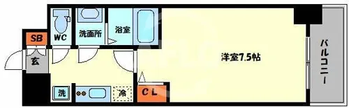 レインボーコート南堀江【7階】の間取り