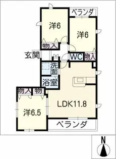 Belle Vue 平池公園【2階】の間取り