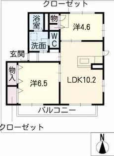 サニーハイツB棟【1階】の間取り