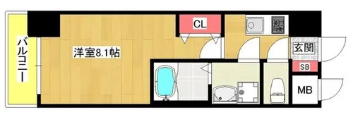 S-RESIDENCE阿波座WEST【13階】の間取り