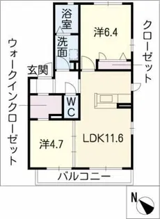 ルーチェB棟【2階】の間取り