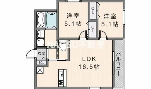 LIB HIRAOKA【101号室】の間取り