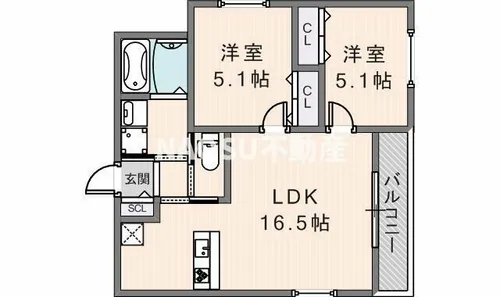 LIB HIRAOKA【301号室】の間取り