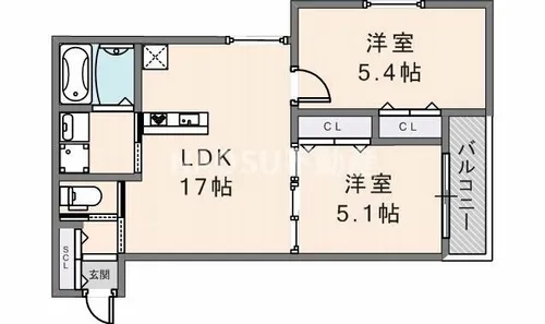 LIB HIRAOKA【203号室】の間取り