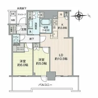 シエリアタワー大阪堀江【31階】の間取り