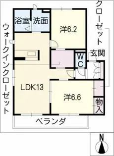 シェソワ下戸【1階】の間取り