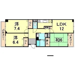 甲南山手ミオ【2階】の間取り
