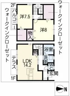 シェソワB【2階】の間取り