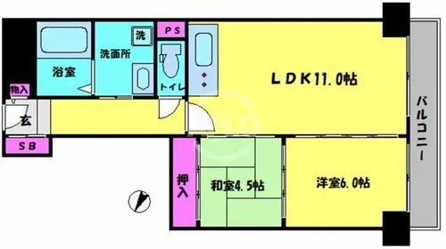 ファミール阿波座【8階】の間取り