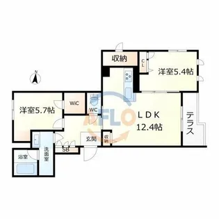 シャーメゾンベルパージュ長居西?【1階】の間取り