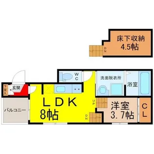 ハーモニーテラス八熊II【1階】の間取り