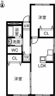 ハイツ長野 K棟【201号室】の間取り