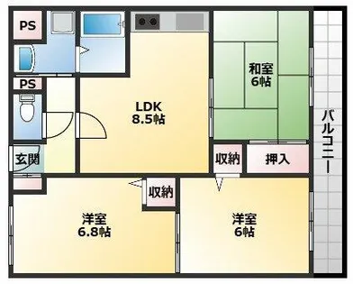 スタンドアップ国分【301号室】の間取り