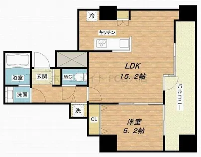 クロスレジデンス大阪新町【13階】の間取り