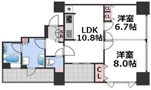 アルグラッド ザ・タワー心斎橋【34階】の間取り