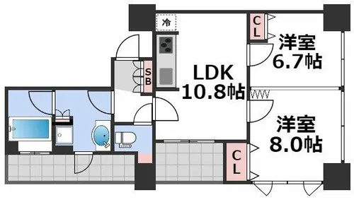 アルグラッド ザ・タワー心斎橋【32階】の間取り
