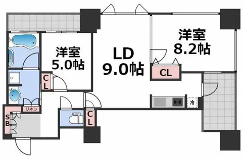 アルグラッド ザ・タワー心斎橋【16階】の間取り