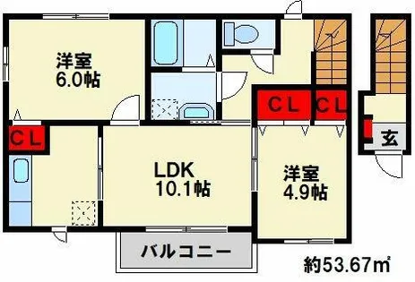 ニュークレストール・ノブ A棟【2階】の間取り