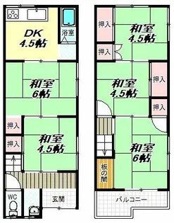 大阪府羽曳野市南恵我之荘5丁目【一戸建】の間取り