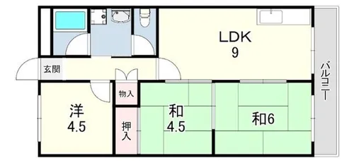 ハイツニュー多聞【5階】の間取り